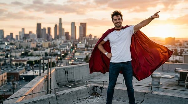 Adult reading a personalized superhero adventure book